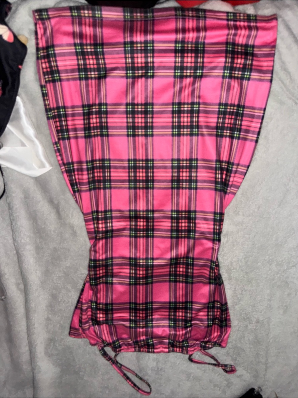 Pink Plaid Drawstring dress